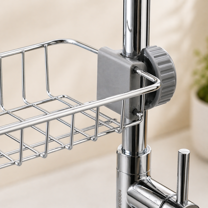 Premium Kitchen Sink Caddy Organizer – Rustproof Sponge & Soap Holder with Drain Tray