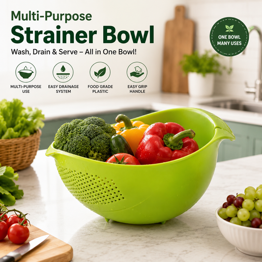Multi-Purpose Kitchen Strainer Bowl | Wash & Drain Easily
